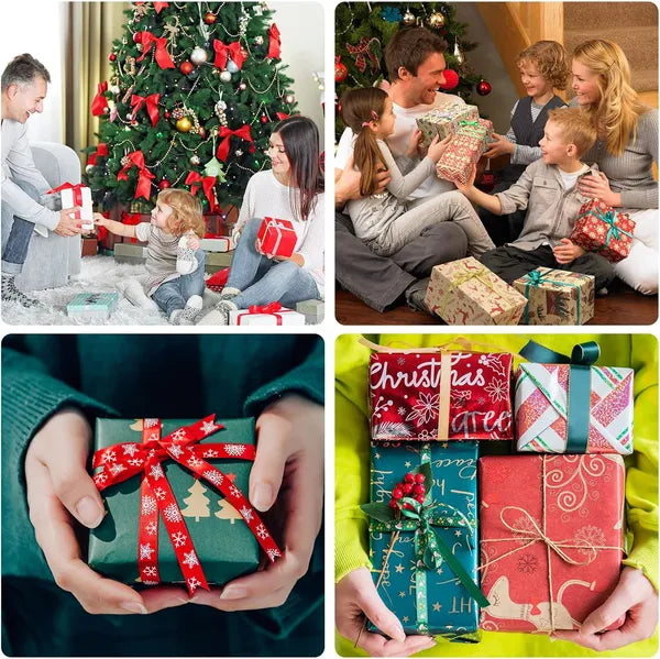 Christmas Grosgrain Ribbon - 60 Yards, Red Green White - 6 Rolls