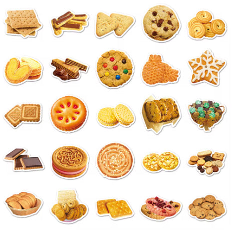 50 Creative Biscuit Pattern Notebook Stickers - Cute Food Series
