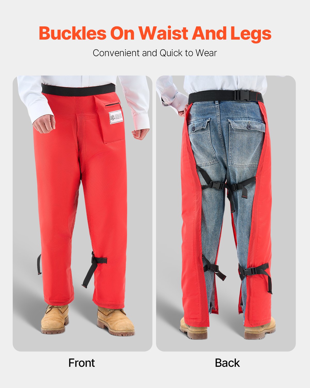 Chainsaw Chaps 39.7 Inch Apron Style Safety Gear for Forestry Large Red
