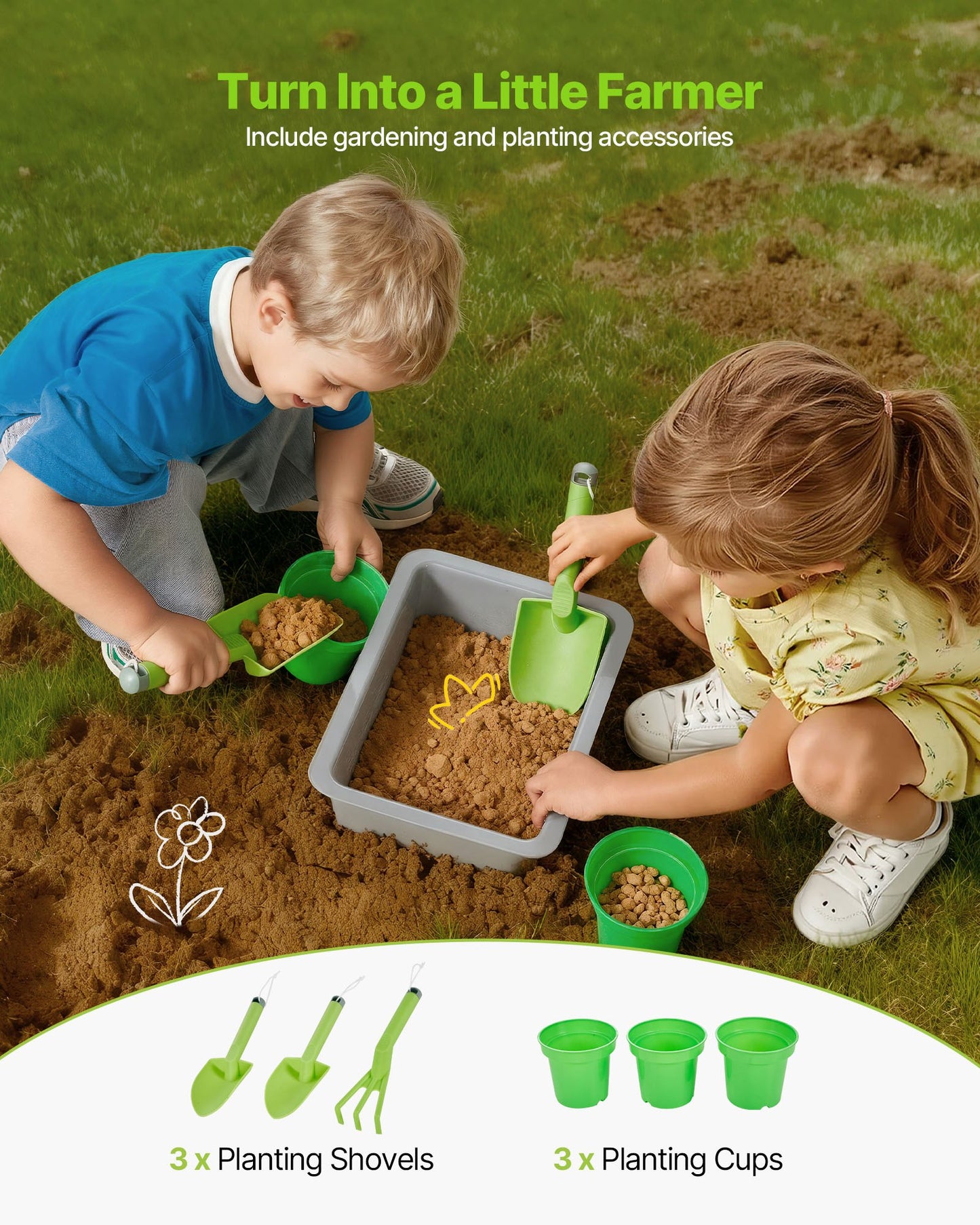 Outdoor Mud Kitchen for Kids with Sinks, Stoves & Accessories - Wooden Play Set