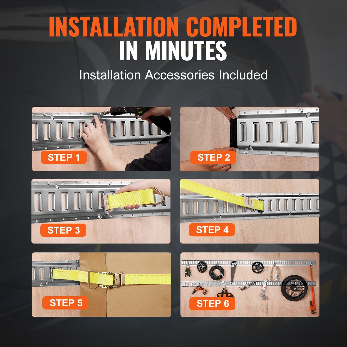24PCS E-Track Tie-Down Rail Kit - Heavy Duty Cargo Securing System, 2000 lbs Capacity, Silver