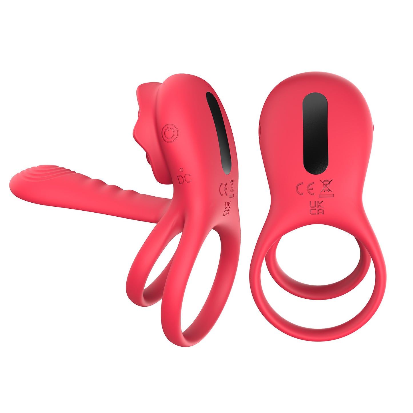 Double Motor Vibration Ring with Remote Control for Couples - Red Silicone