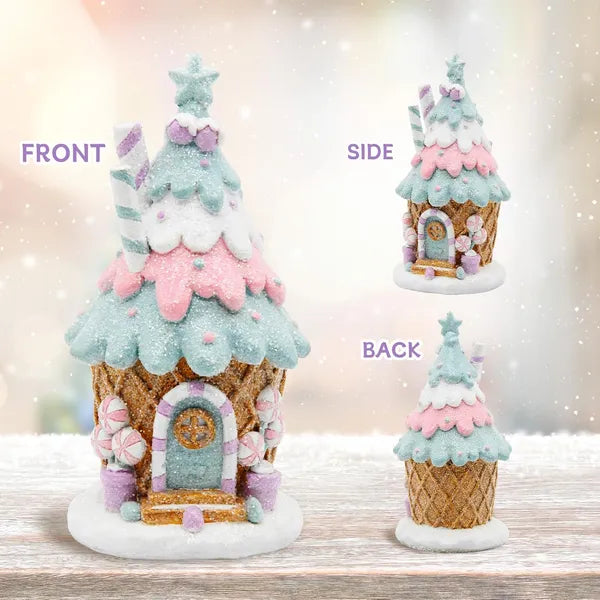 Pastel Pink Gingerbread House Decorations - Christmas Village Decor
