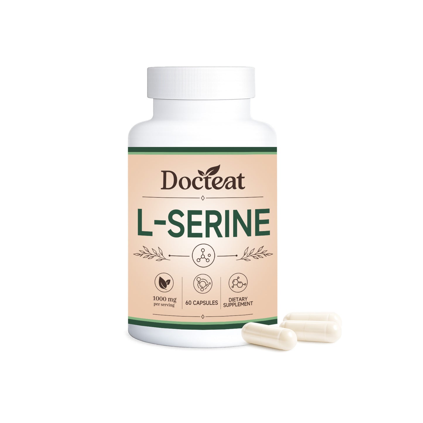 L-Serine Dietary Supplement - 60 Capsules for Brain & Nerve Support