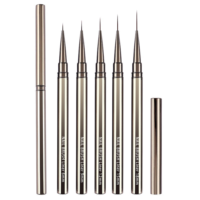 Manicure Line Drawing Pen Set - Fluorescent Metal Hook Line Pens for Nail Art, 5 Pieces