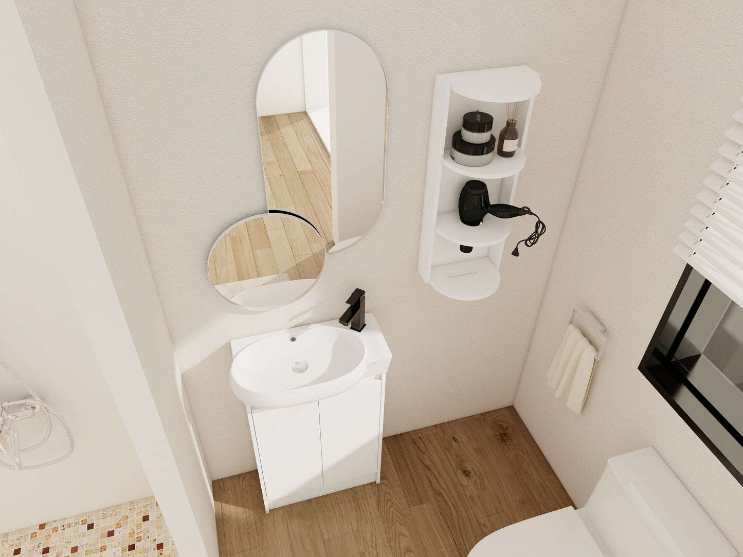 23 Freestanding Bathroom Vanity With Sink And Storage Rack, Soft