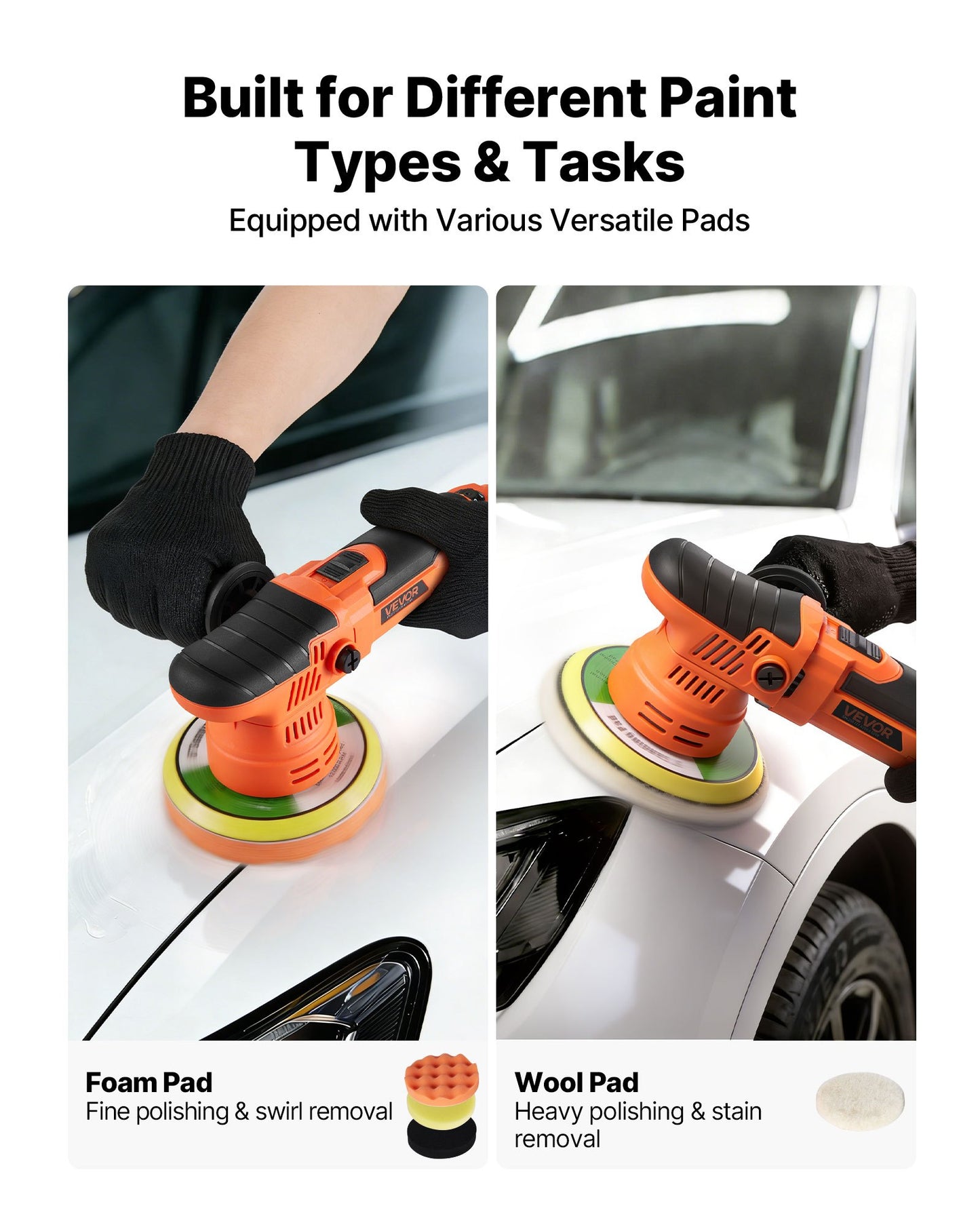6-Inch Car Buffer Polisher with Variable Speed 650W for Detailing & Waxing