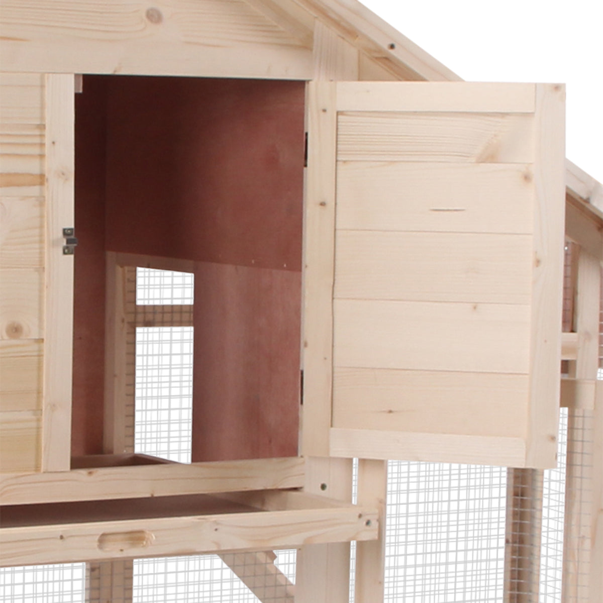 55-Inch Wooden Rabbit Hutch 2-Tier Pet Cage with Removable Tray Outdoor Enclosure