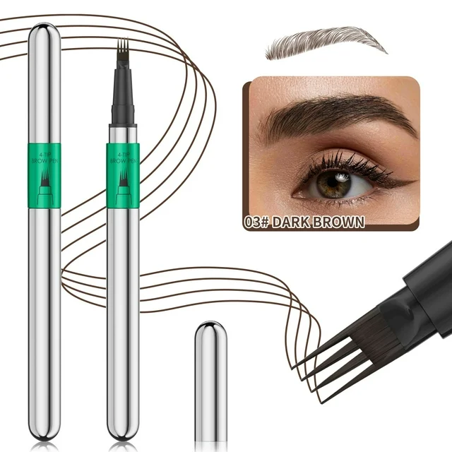 Waterproof 4-Fork Tip Eyebrow Pen - Long-Lasting Natural Brow Makeup