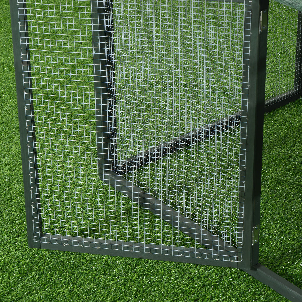 84-Inch Wooden Chicken Coop with Run and Nesting Box - Green Outdoor Poultry Cage