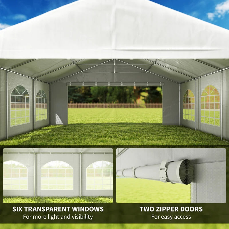 Heavy-Duty Outdoor Wedding Tent with Sidewalls and Steel Frame - White