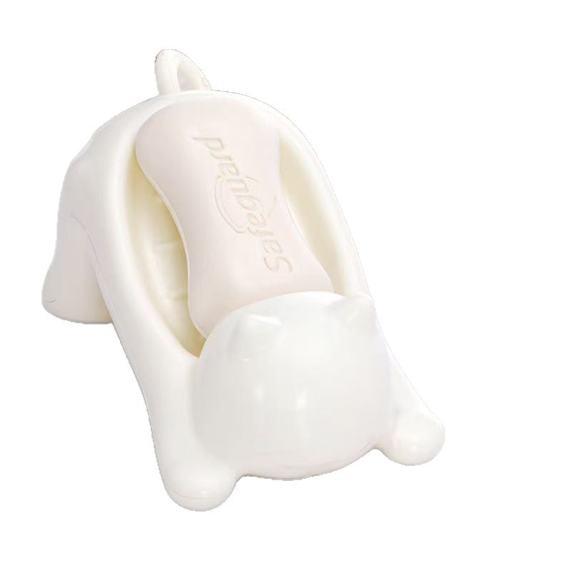 White Plastic Soap Box - Creative Draining Bathroom Storage 16x9x15cm