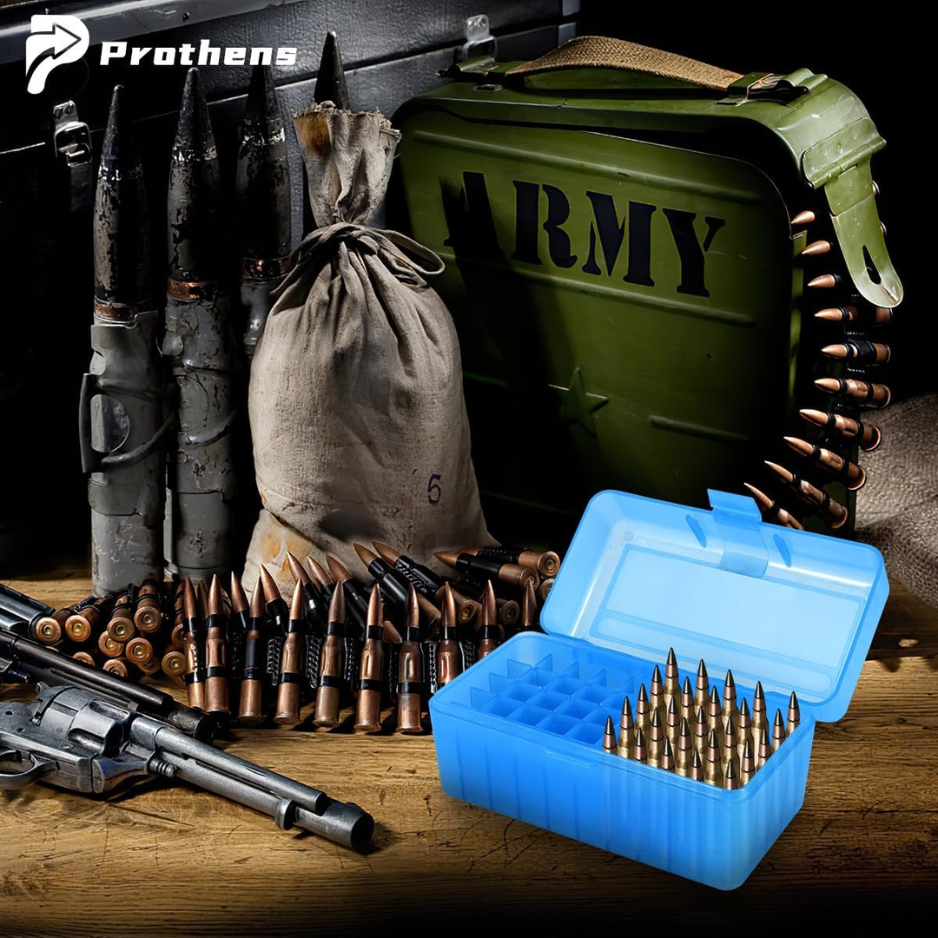 50-Round Rifle Ammo Can Waterproof Locking Storage Box - Tool Organizer