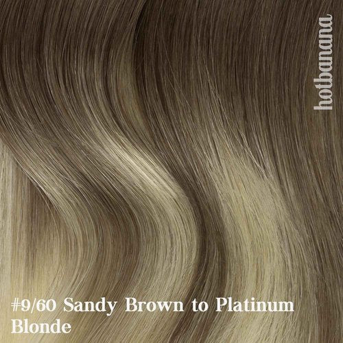 HOTBANANA Human Hair Clip in Hair Extensions, 9/60 Ash Brown to Platinum Blonde 120g Clip in Hair Extensions Real Human Hair Straight Remy Hair Clip in Hair Extensions 16 Inch 7pcs