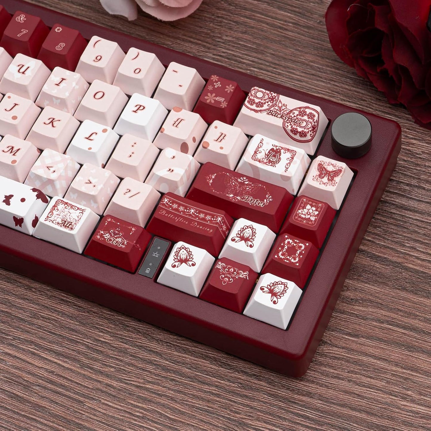 145 Keys PBT Keycap Cherry Profile, Light Blue White Black Bow Aesthetic Dye Sublimation Gaming Custom Keycaps for ANSI/ISO Layout Mechanical Keyboards