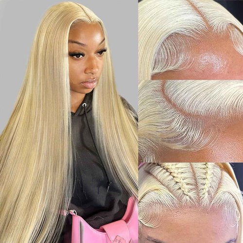 613 Lace Front Wig Human Hair 13x6 Transparent Lace Straight 613 HD Lace Frontal Wig Blonde Wig Human Hair Pre Plucked with Baby Hair 20 Inch 200 Density