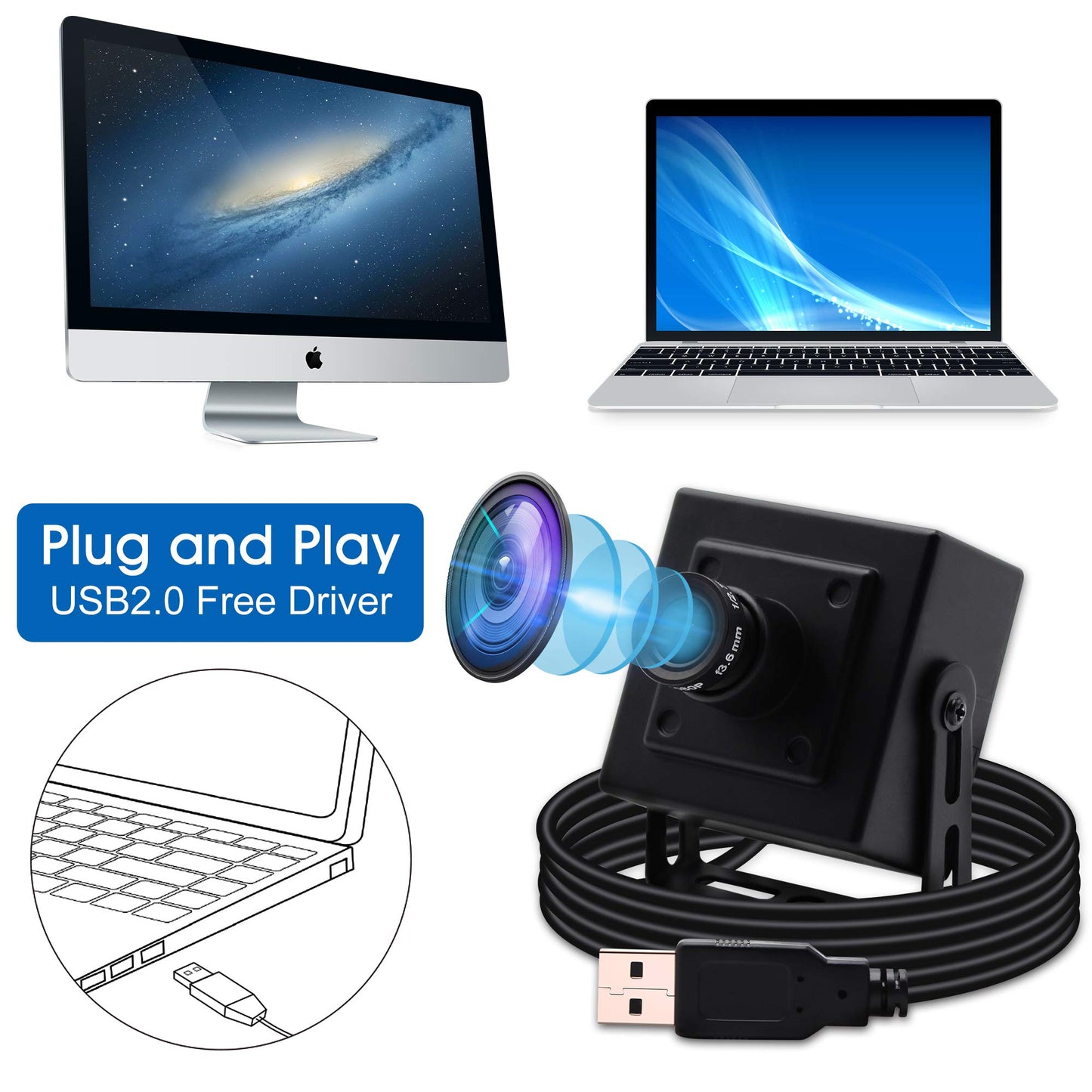 4K USB Camera with 170degree Fisheye Lens HD Video Audio Webcam High Speed Wide Angle PC Camera IMX317 USB with Camera for Computer Mini UVC USB2.0 Web Camera for Laptop Jetson Nano Raspberry Pi