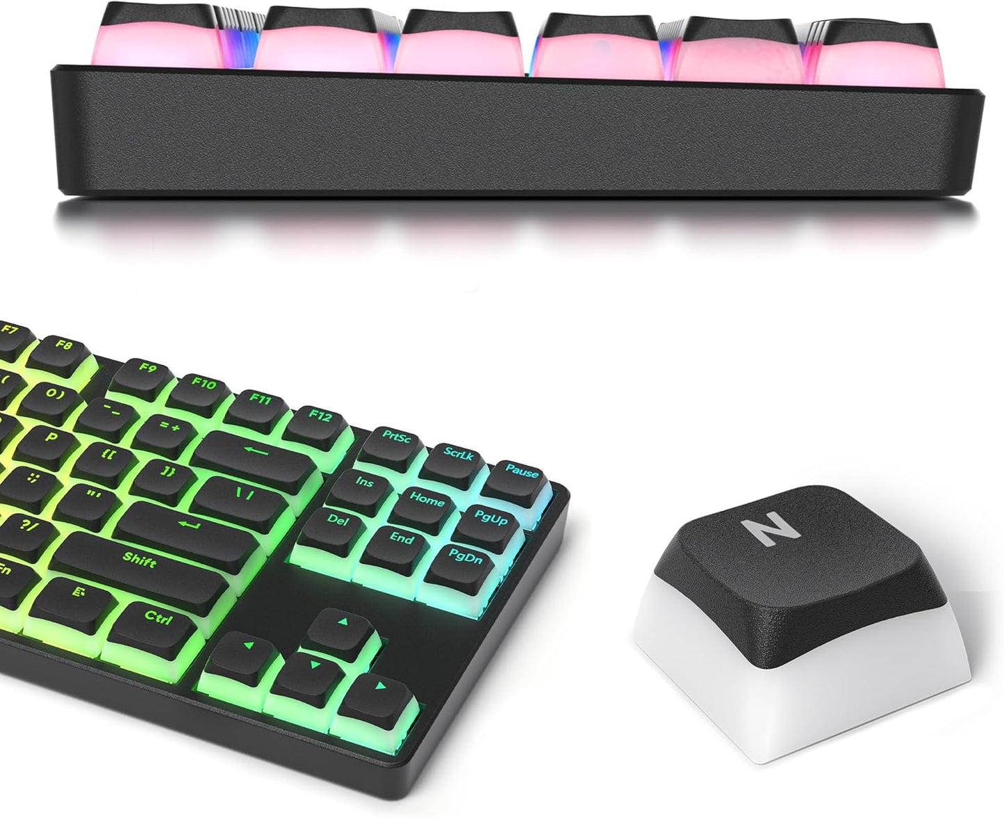 129 Keys PBT Keycaps Dye-Sublimation Keycap XDA Profile Custom Keycaps Anime Keycap Set for 60% 75% 100% MX Switches Mechanical Gaming Keyboard(Peach Cat)