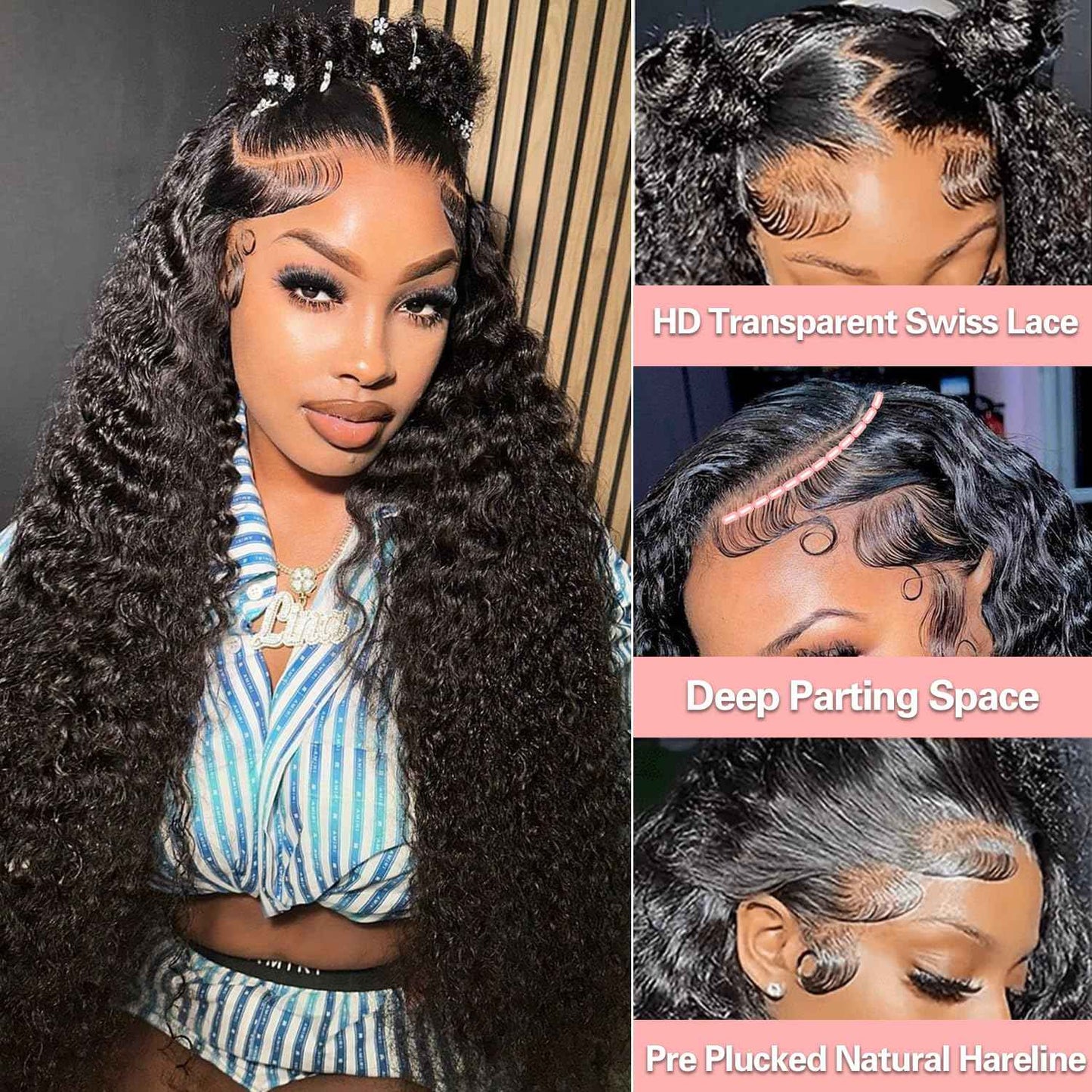 30 Inch Water Wave Lace Front Wigs Human Hair Pre Plucked Wet And Wavy 13x4 Hd Lace Frontal Human Hair Wig 180% Density For Women Small Knots Bouncy Soft Deep Curl Tangle Free Natural Hairline