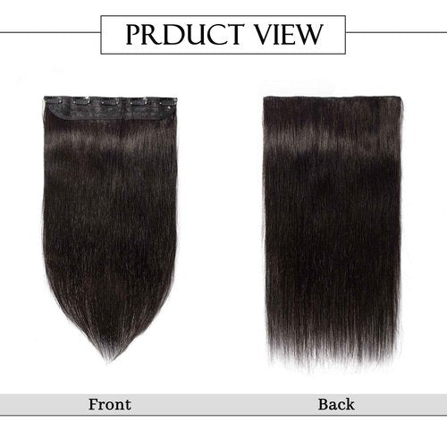 S-noilite One Piece Clip in Extensions Human Hair 5 Clips 3/4 Full Head Natural Black Hair Extension for Women,One-Piece Design Clip on Hairpieces 20 Inch 95g
