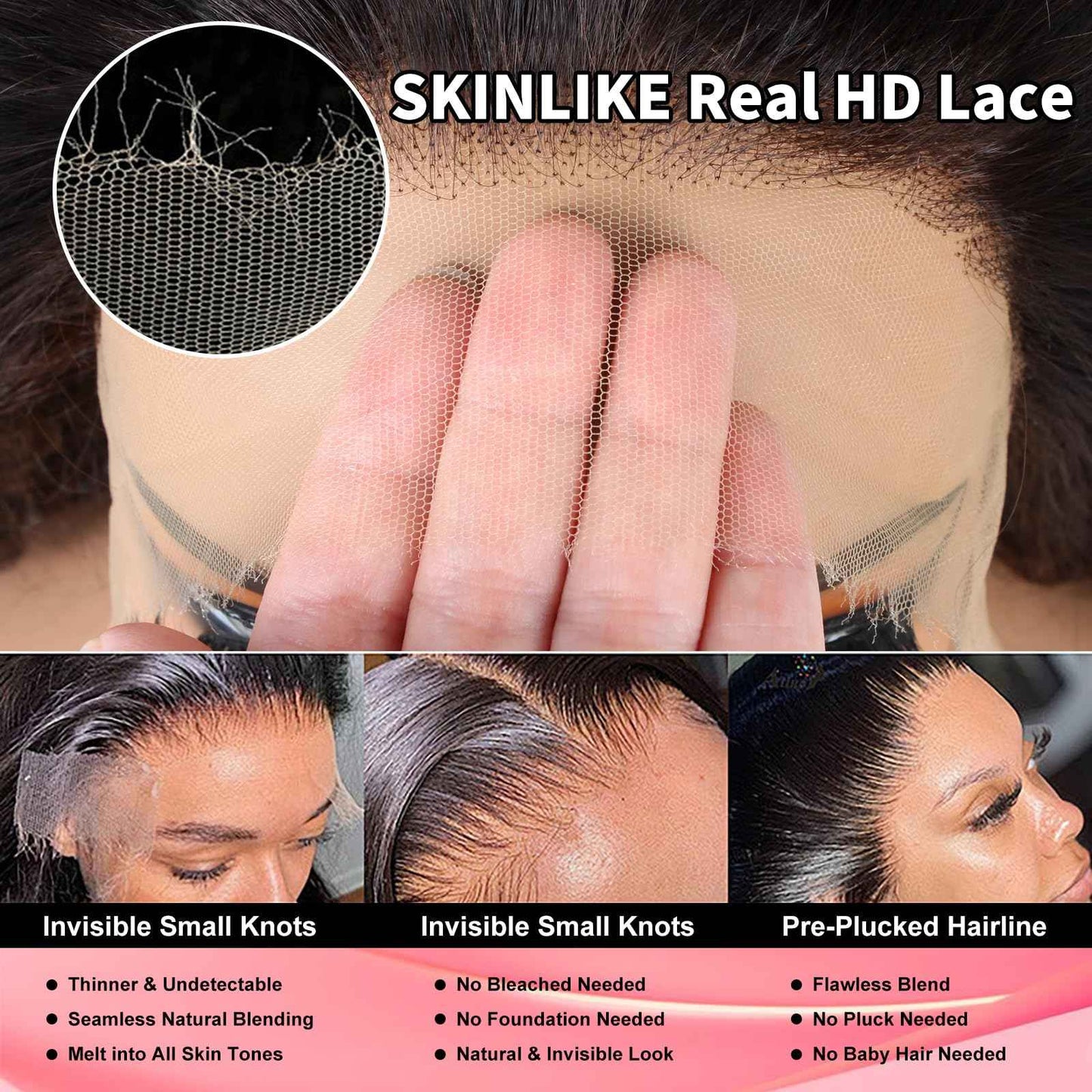 MEIMEI SKINLIKE Real HD Lace Wig Loose Deep Wave Lace Front Wigs Human Hair Pre Plucked Bleached Knots 200% Density Ultra-thin Invisible HD Lace 13x4 Loose Wave Wigs Human Hair for Women 20 Inch