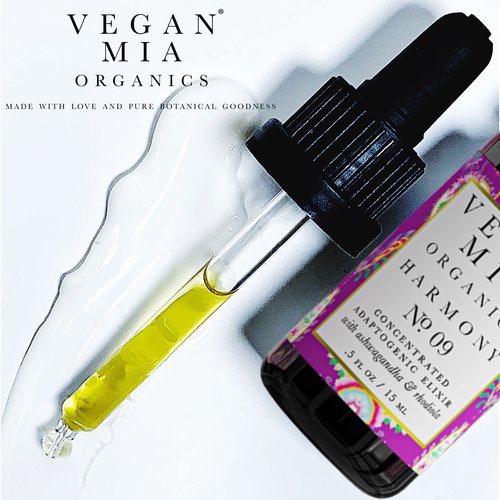 Vegan Mia - USDA Organic Harmony Adaptogen Elixir Face Oil - Face Moisturizer For Dry Skin, Blemishes, Redness & Fragrance Sensitivities - with Licorice, Ashwagandha, Rhodiola Root & More - 1 fl oz