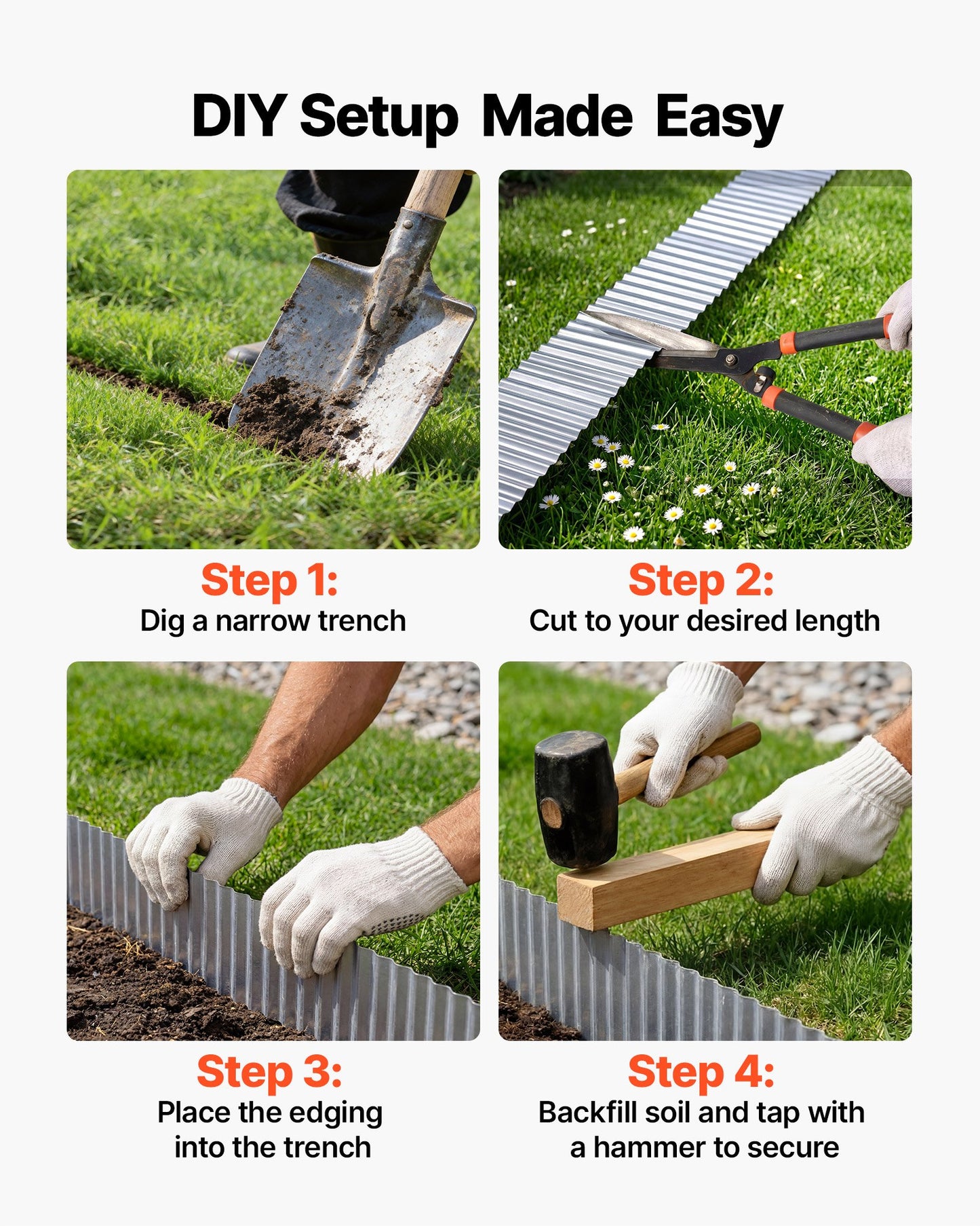 Galvanized Steel Garden Edging 50 Ft Black Landscape Border for Flower Bed & Pathway