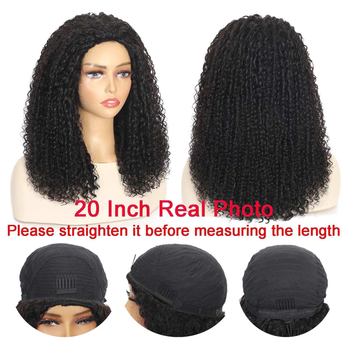 Half Wig Human Hair 3 In 1 Special Curly Half Wigs for Black Women 200% Density Wear and Go Glueless Wig Drawstring Ponytail Seamless Flip Over No Lace Headband Wig Beginner Friendly 16 Inch