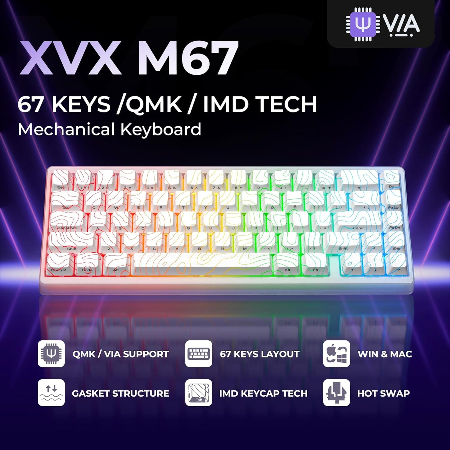 XVX M67 60% Keyboard and Crystal Jelly Keycaps