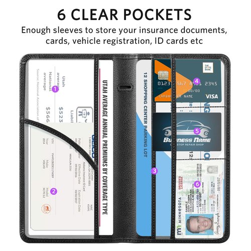 CoBak Car Registration and Insurance Holder - Vehicle Glove Box Car Organizer,Auto Truck Comparment Accessories Case with Magnetic Closure for Driver License,Cards