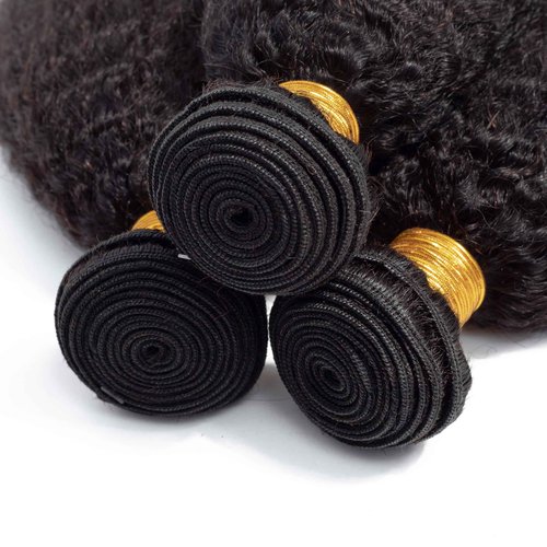 InsQueen Kinky Straight Human Hair Bundles 100% Unprocessed Brazilian Remy Soft Yaki 3 Bundles Human Hair (18 20 22 Inch)