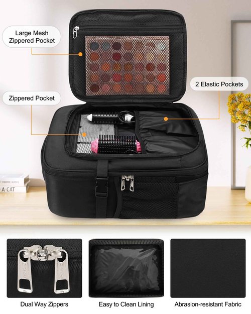 Relavel Makeup Backpack, Professional Travel Train Case Makeup Artist Kit Set Bag for Women Extra Large Cosmetic Organizer, Brush Storage Holder, with Adjustable High Dividers, Black