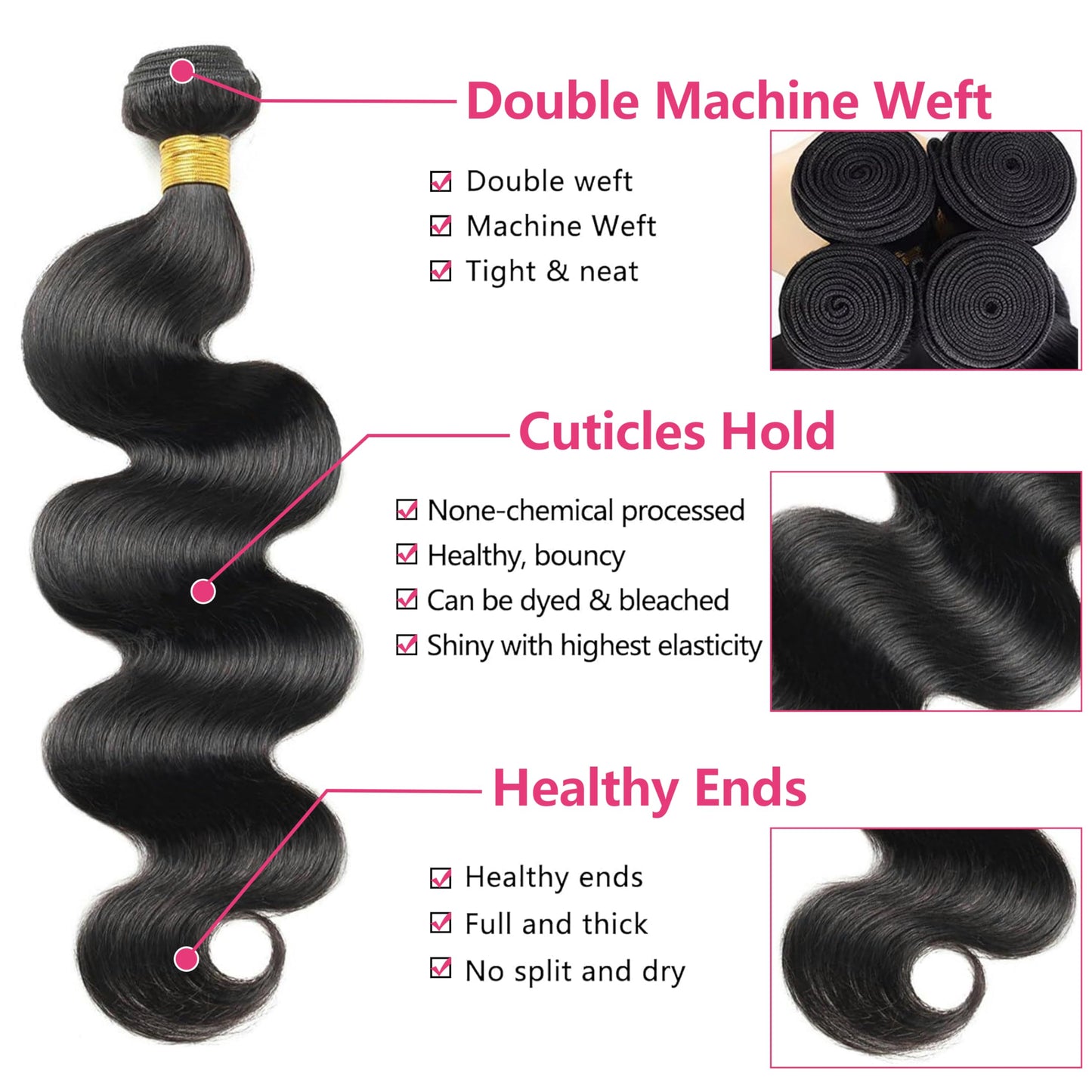 12A Body Wave Bundles Human Hair 14 16 18 20 Inch 100% Unprocessed Brazilian Virgin Remy Hair Weave 4 Bundles Quick Weave Hair Bundles Natural Black Color