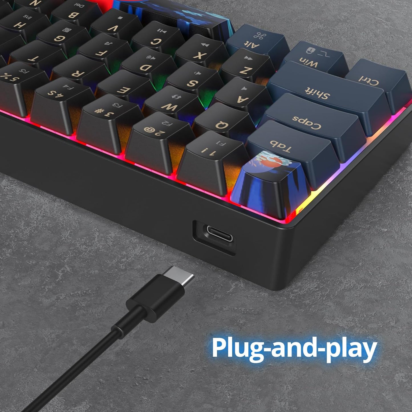 60 Percent Gaming Keyboard 61 Keys Wired Mechanical Keyboard Ultra Compact Key Board Red Switch LED Backlit for Windows Laptop Gamer