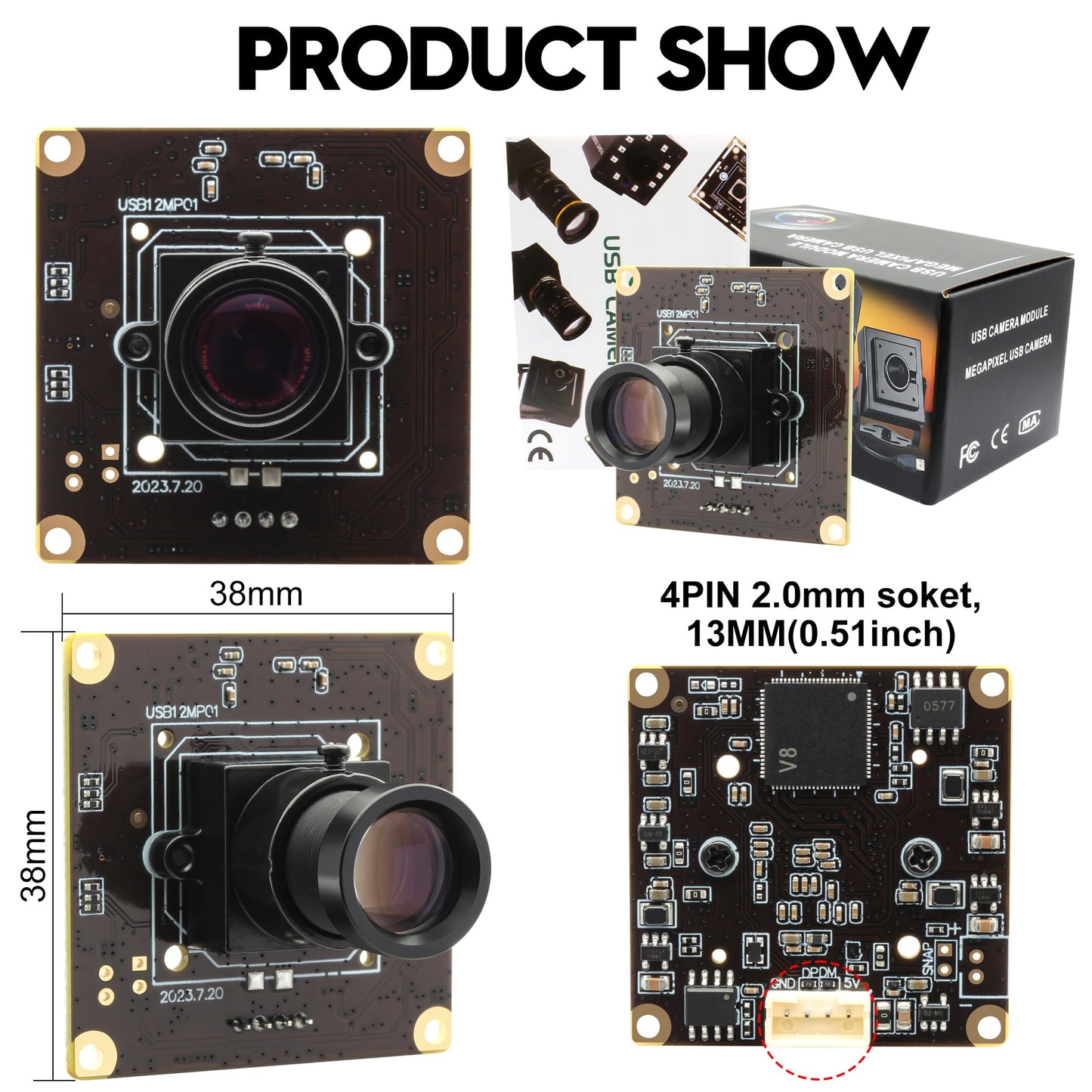 12MP USB Camera Module 4K 120fps High Speed Golf Swing Camera with 25mm Narrow Field of View M12 Lens Low Illumination Industrial Lightburn Embedded for Linux Windows Mac OS