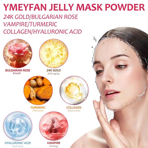 YMEYFAN Jelly Mask for Facials Professional Face Mask Bulk Wholesale, Jelly Mask Powder for Estheticians Supplies Beauty Salon Spa Face Mask Skin Care, 23Fl Oz (6 Jar)
