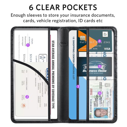 CoBak Car Registration and Insurance Holder - Vehicle Glove Box Car Organizer,Auto Truck Comparment Accessories Case with Magnetic Closure for Driver License,Cards