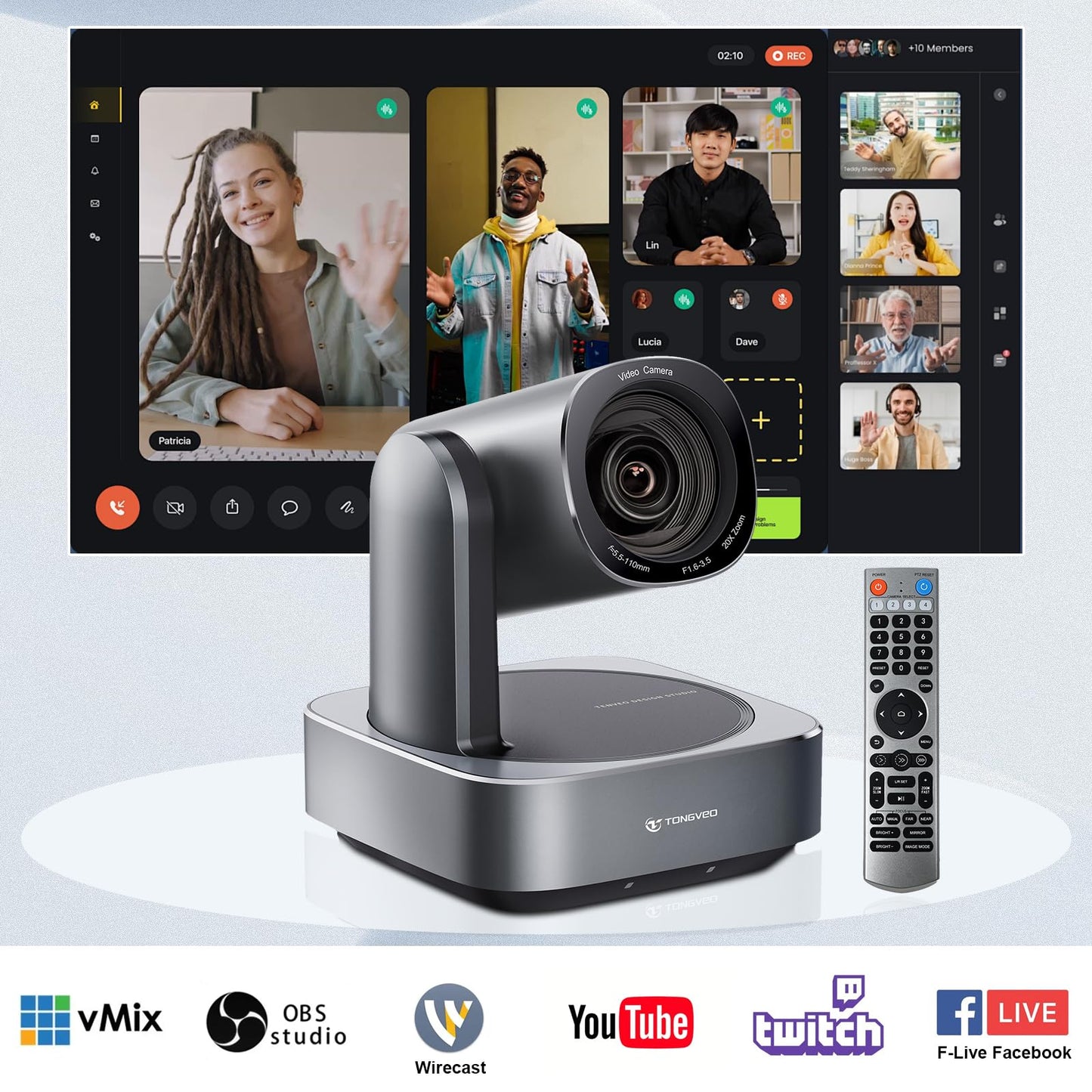 20x Optical Zoom PTZ Camera HDMI USB3.0 IP Live Streaming Camera HD 1080P 60fps Video Conferencing System POE Supply for Church Services Worship Education Work with Zoom Team vMix OBS Facebook YouTube