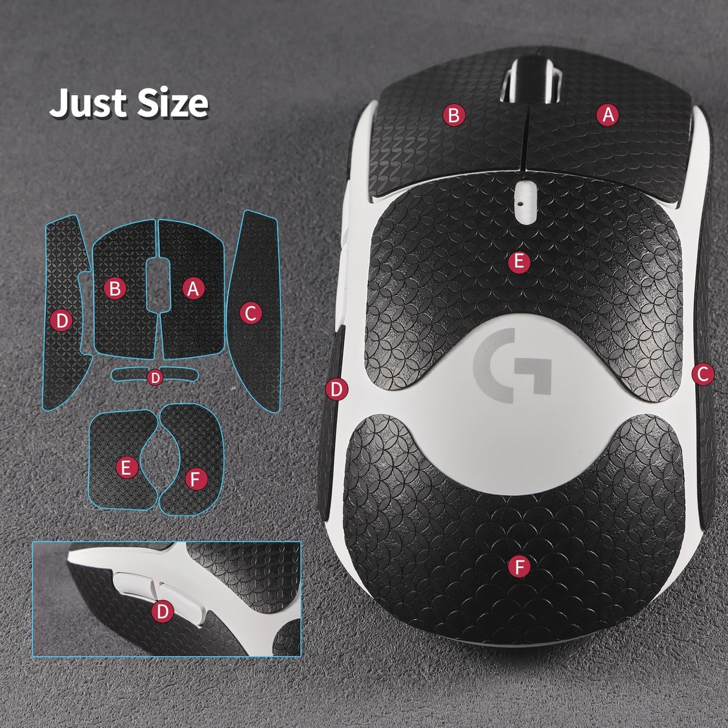 Anti-Slip Mouse Grip Tape for Logitech G Pro Wireless Mouse Skin Sweat-Resistant G Pro Mice Sticker Decal(White)