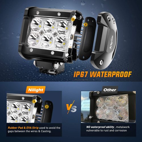 Nilight Led Pods 18W 1260LM Spot Off Road Driving Fog Light Bar Work Lighting for Truck Tractor Pickup Boat SUV ATV UTV 4WD Car 4x4 Van Camper Motorcycle Dirt Bike Golf Cart 12V 24V