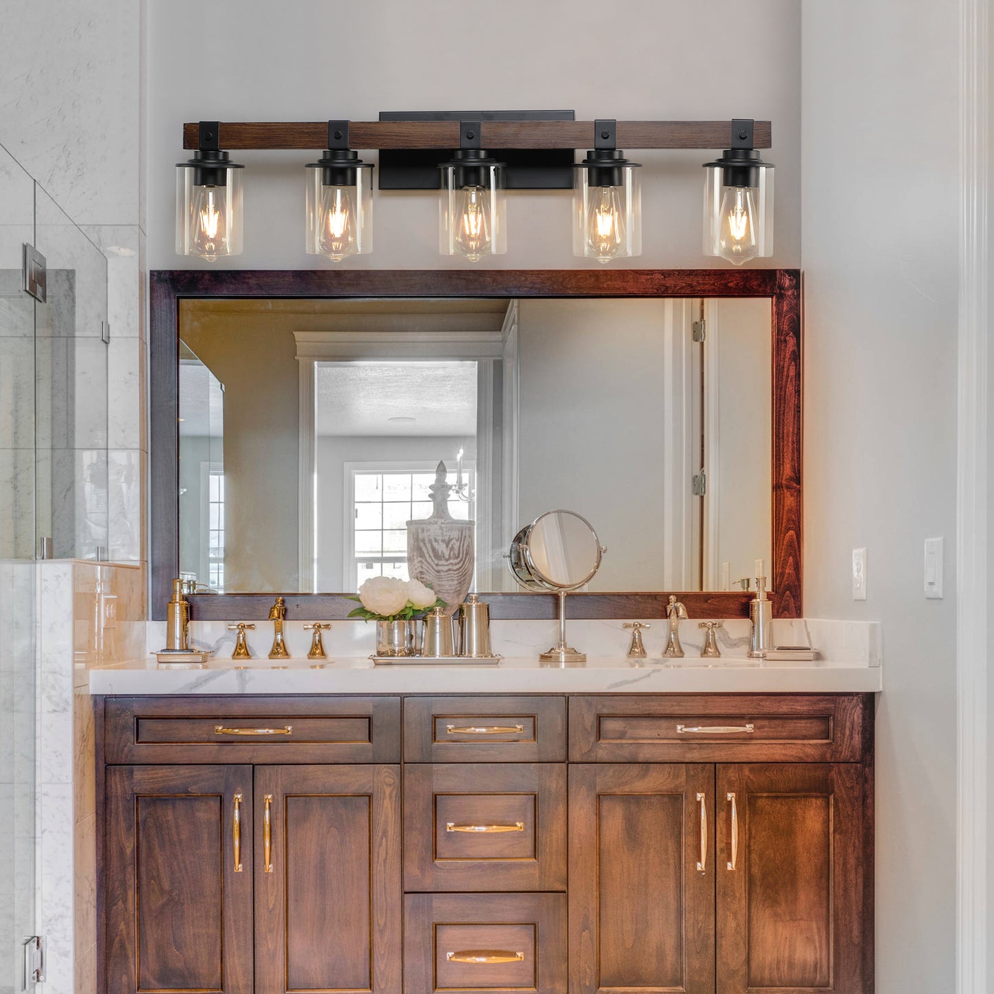Rustic 5-Light Vanity Light Fixture - Industrial Bathroom Sconce