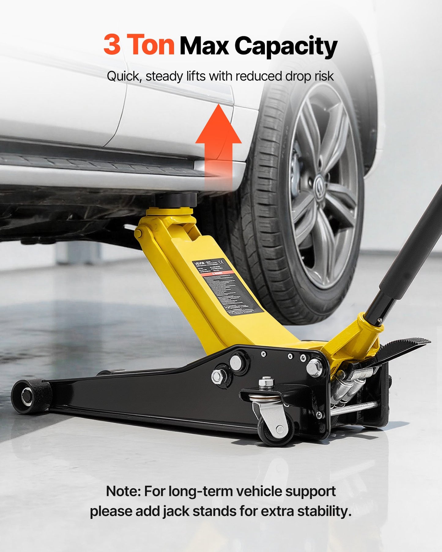 3 Ton Low Profile Hydraulic Floor Jack with SUV Adapter and Quick Lift Pump