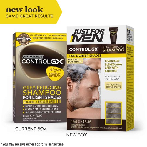 Just for Men Control GX Grey Reducing Shampoo for Lighter Shades of Hair & Control GX Grey Reducing Shampoo, Gradual Hair Color