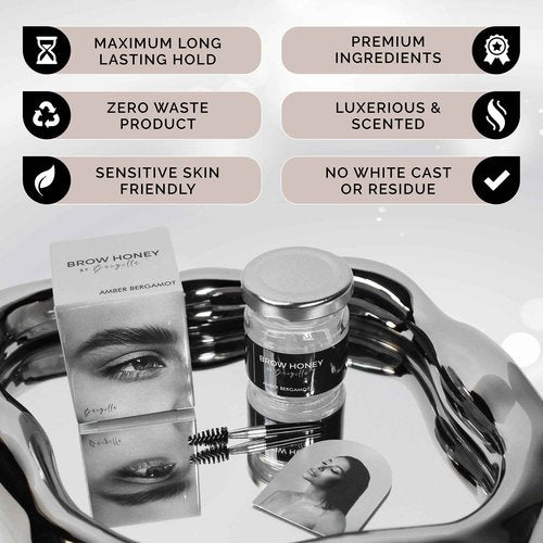 Brow Honey by Baezilla Eyebrow Gel Gift Set - Long Lasting Clear Gel With Brush & Waterproof Wax Lamination, Pack of 3