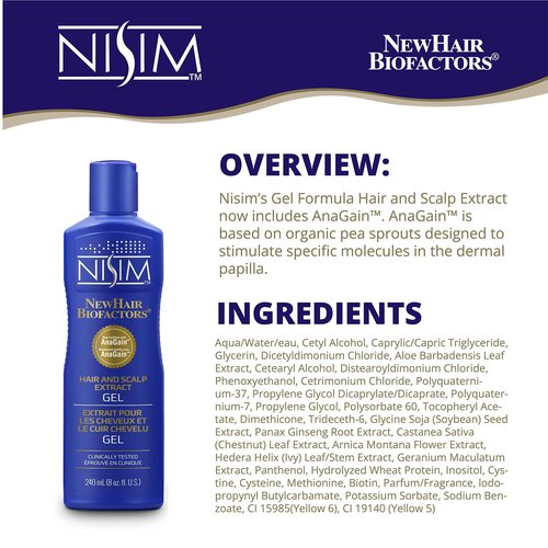 NISIM NewHair BioFactors Hair and Scalp Gel with AnaGain - Specially Formulated for Normal to Dry Hair to Maximize Natural Growth Cycle (8 Ounce / 240 Milliliter)