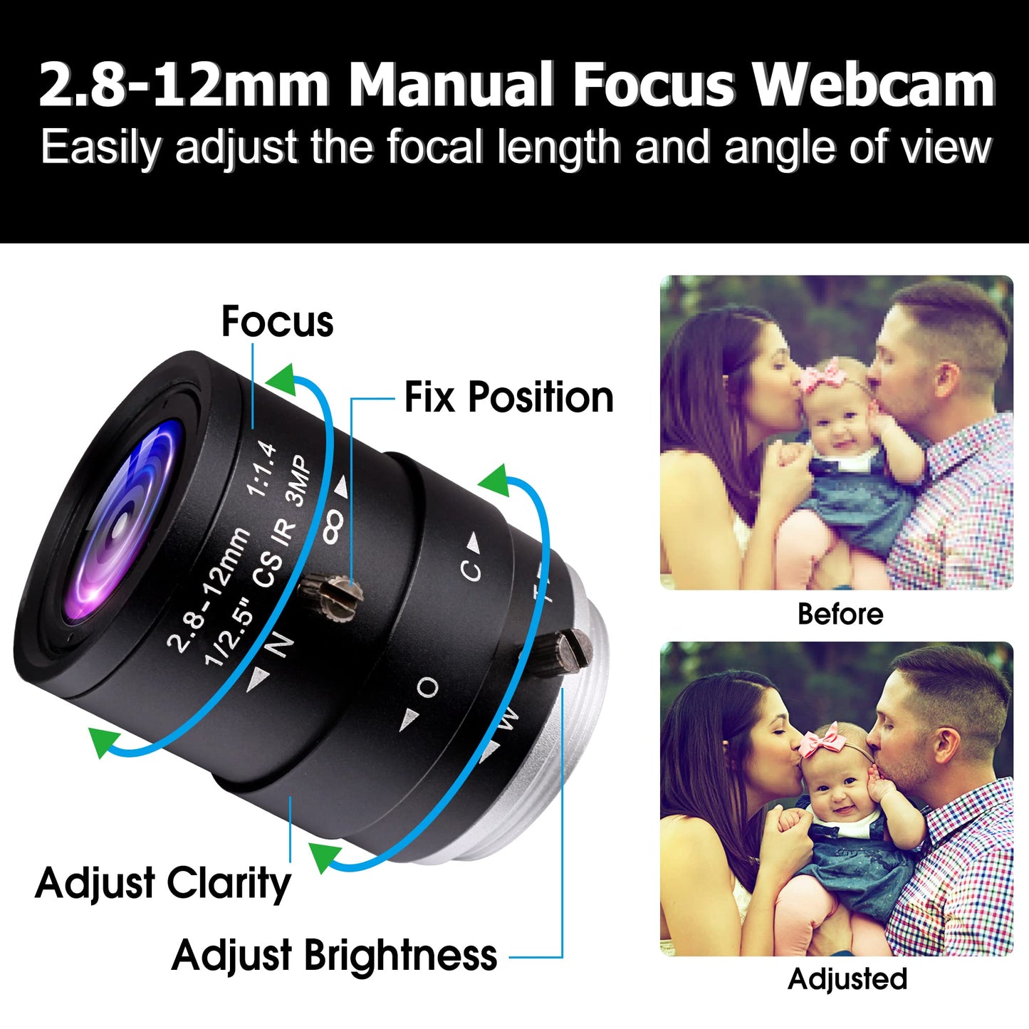ALPCAM USB Camera 4K Ultra HD Mini Webcam with 2.8-12mm Optical Zoom Lens Camera High Speed USB2.0 30FPS Web Camera for Mac,Window,Linux,Android