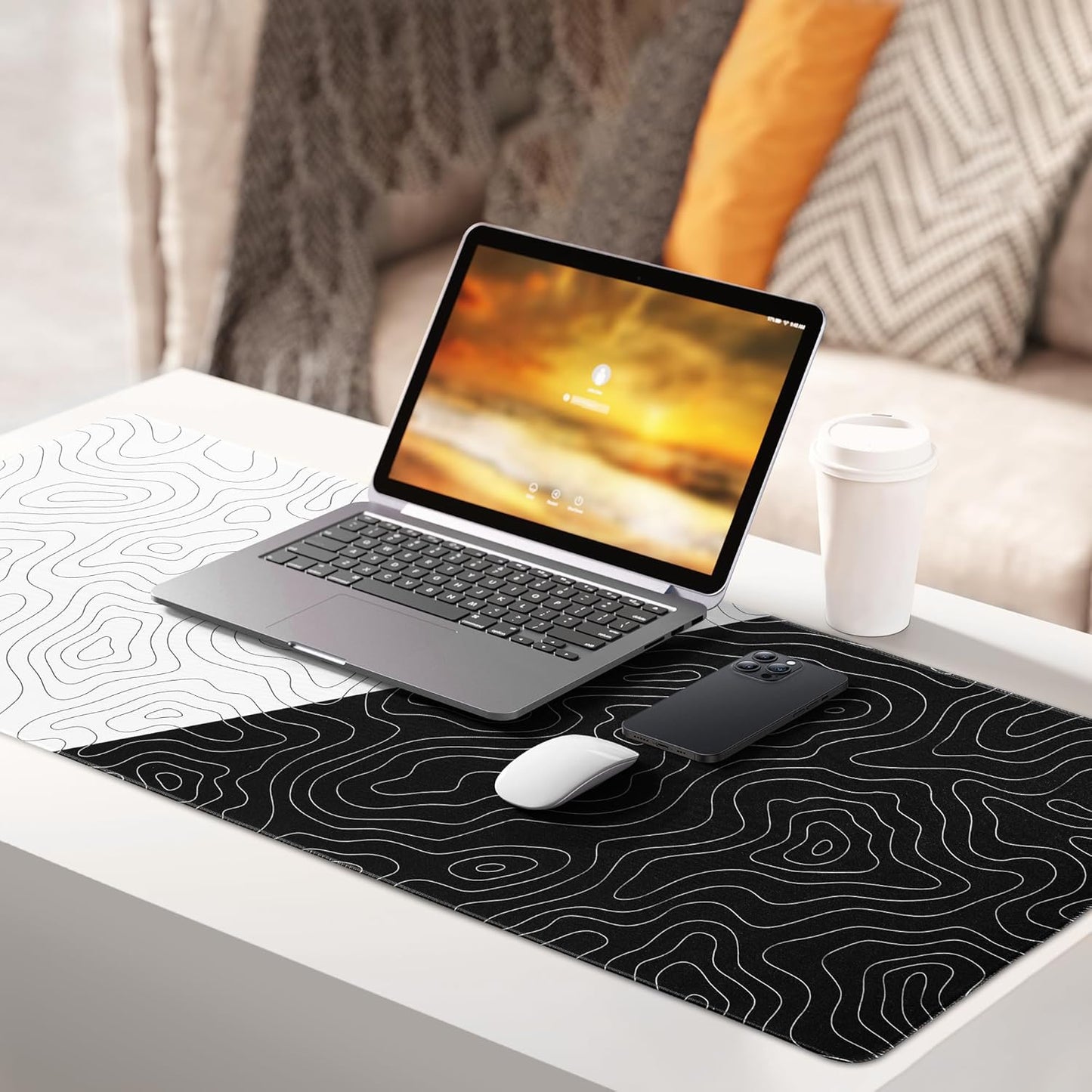 XVX HE68 Pro Rapid Trigger Keyboard and Black and White Topographic Map Mouse Pad(XXL)