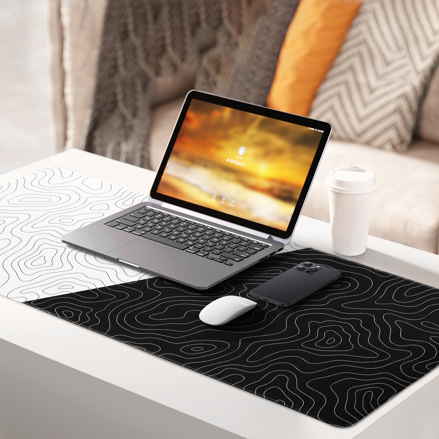 XVX HE68 Pro Rapid Trigger Keyboard and Black and White Topographic Map Mouse Pad(XXL)