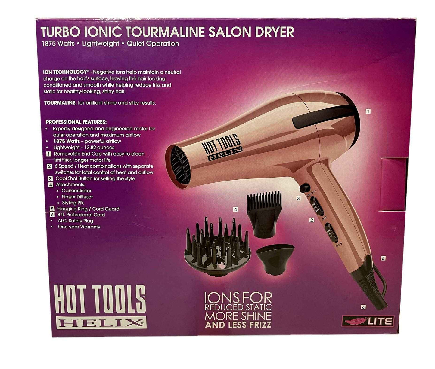 Hot Tools Helix Turbo Ionic Tourmaline Salon Dryer Lite