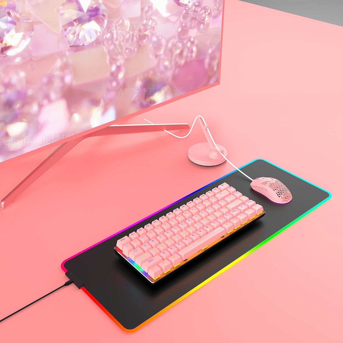 ZIYOU LANG Wired Gaming Keyboard and Mouse,3 in 1 Gaming Set,Green LED Backlit Mechanical Keyboard,12K DPI Superlight Gaming Mouse,Large Mouse Pad for PC Gamer